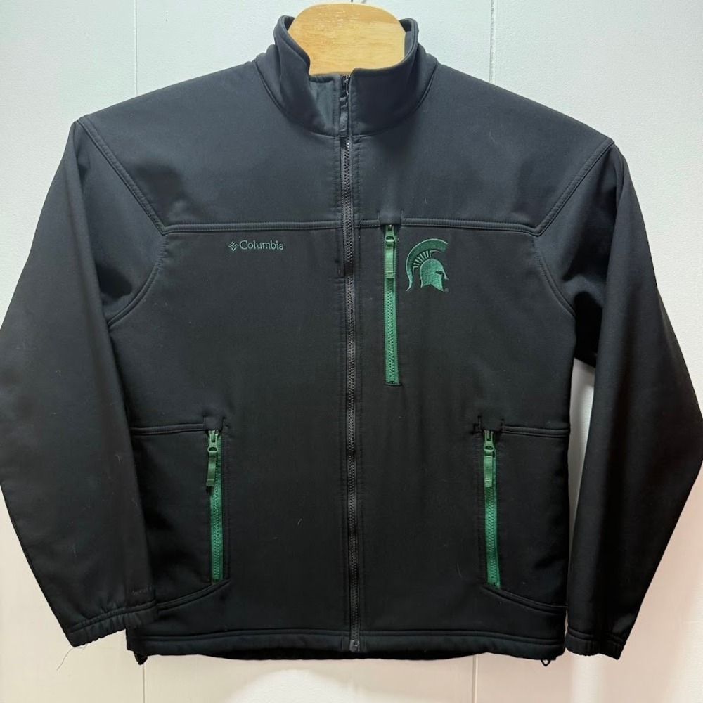 Columbia Michigan State Spartans MSU Softshell Jacket Mens Medium Black Full Zip